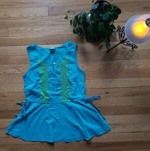 Calypso St. Barth Embroidered Blue Cotton Blouse